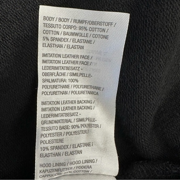 Belle by KIM GRAVEL Knit Top/Sweatshirt with Faux Leather Hood Women Bla… - Picture 12 of 13